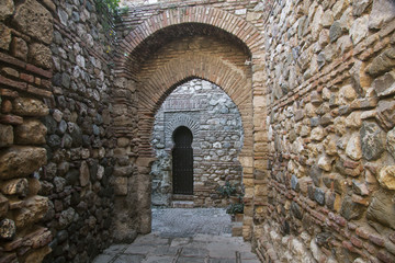 Fototapeta na wymiar Spain - Malaga - Hidden passageway in Malaga fortress (Alcazaba de Malaga)