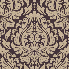 Vector damask seamless pattern element. Classical luxury old fashioned damask ornament, royal victorian seamless texture for wallpapers, textile, wrapping. Exquisite floral baroque template.
