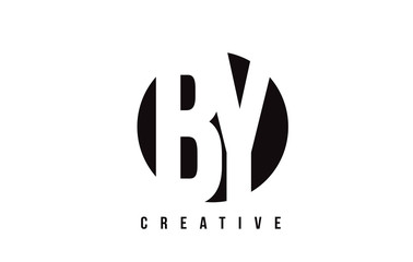 BY B Y White Letter Logo Design with Circle Background.