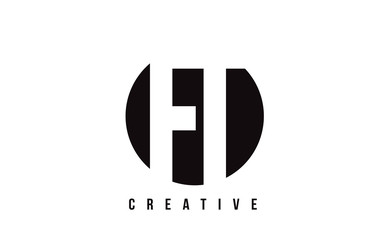 FT F T White Letter Logo Design with Circle Background.