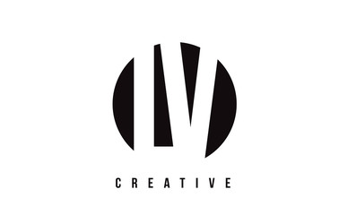 ,  L V White Letter Logo Design with Circle Background.