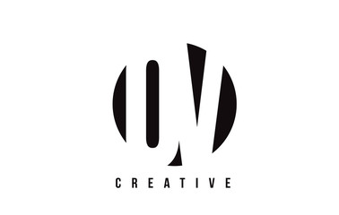 OV O V White Letter Logo Design with Circle Background.
