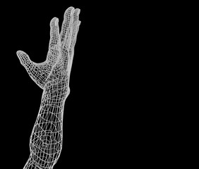 ワイヤーフレームの手のCG