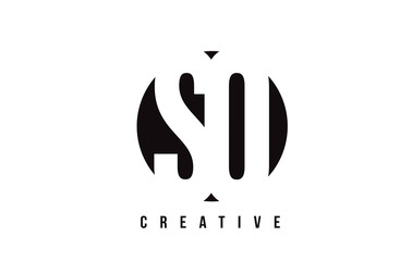 SO S O White Letter Logo Design with Circle Background.