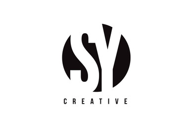 SY S Y White Letter Logo Design with Circle Background.