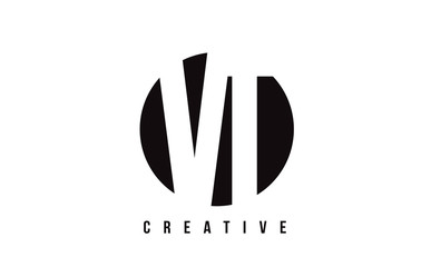VT V T White Letter Logo Design with Circle Background.