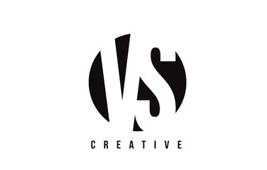 VS V S White Letter Logo Design with Circle Background.