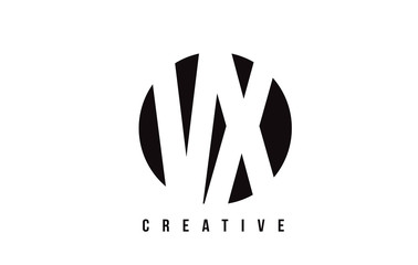 VX V X White Letter Logo Design with Circle Background.