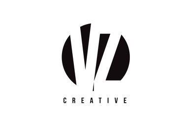 VZ V Z White Letter Logo Design with Circle Background.