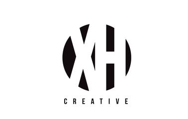 XH X H White Letter Logo Design with Circle Background.