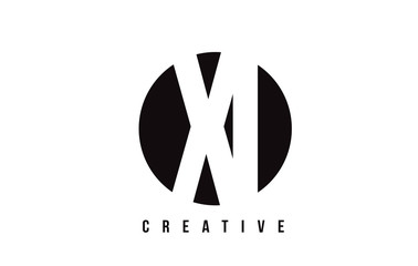 XI X I White Letter Logo Design with Circle Background.