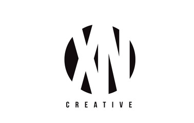 XN X N White Letter Logo Design with Circle Background.