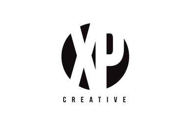 XP X P White Letter Logo Design with Circle Background.