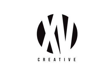 XV X V White Letter Logo Design with Circle Background.