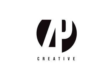ZP Z P White Letter Logo Design with Circle Background.