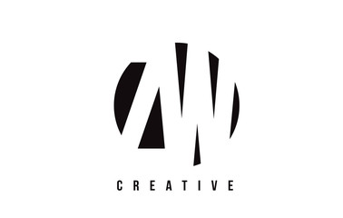 ZW Z W White Letter Logo Design with Circle Background.