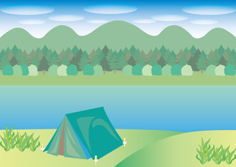湖畔のキャンプ場イメージ