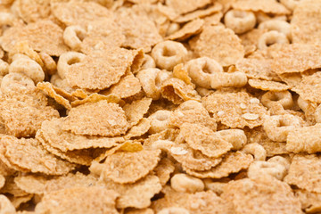 background of brown oat cereals top view