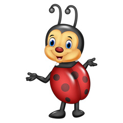 Naklejka premium Cartoon ladybug posing