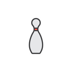 Bowling pin filled outline line icon, line vector sign, linear colorful pictogram isolated on white. Symbol, logo illustration. Editable stroke. Pixel perfect
