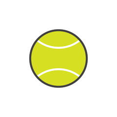 Tennis ball filled outline line icon, line vector sign, linear colorful pictogram isolated on white. Symbol, logo illustration. Editable stroke. Pixel perfect