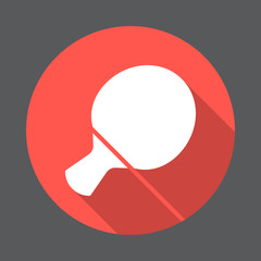 Table Tennis Racket flat icon. Round colorful button, circular vector sign with long shadow effect. Flat style design