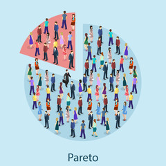 Isometric flat 3D isolated concept vector pareto principle