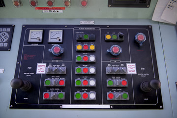 Engine room console control panel on tanker 