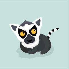 Cute cartoon ring tailed lemur.