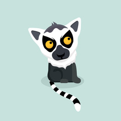 Obraz premium Cute cartoon ring tailed lemur.