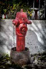 Fototapeta na wymiar Red fire hydrant in Lisbon Portugal