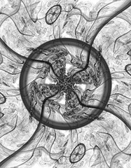 Fototapeta na wymiar Monochrome abstract fractal illustration