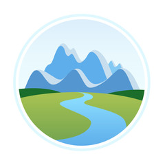 Illustration of Alps in Cartoon Style