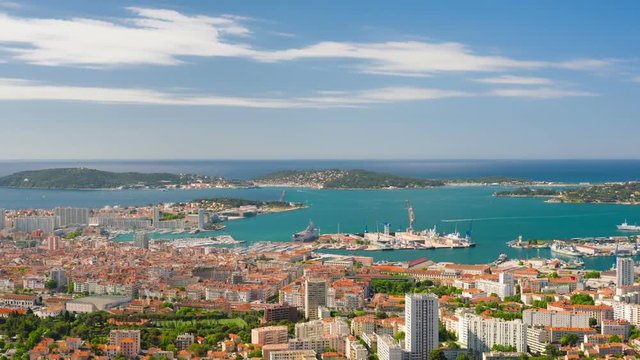 Timelapse of Toulon city in a spring day