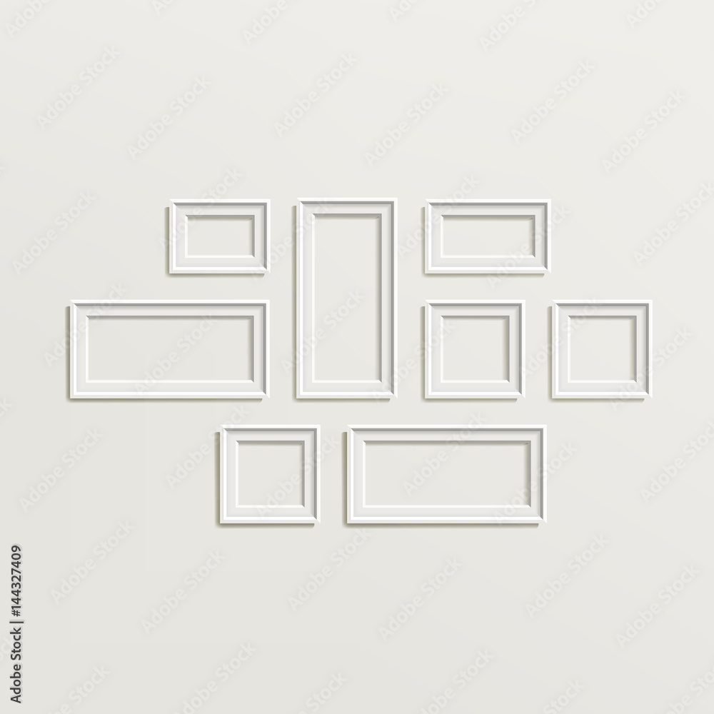 Aufkleber blank picture frame template composition set vector. white photo frames. realistic picture frame. mo