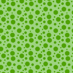 Seamless vector pattern with stylized leaves placed randomly on green background. 
