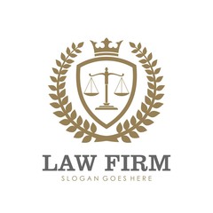 Law firm, attorney, lawyer service logo, template full vector
