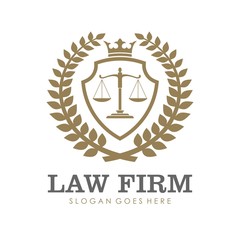 Law firm, attorney, lawyer service logo, template full vector