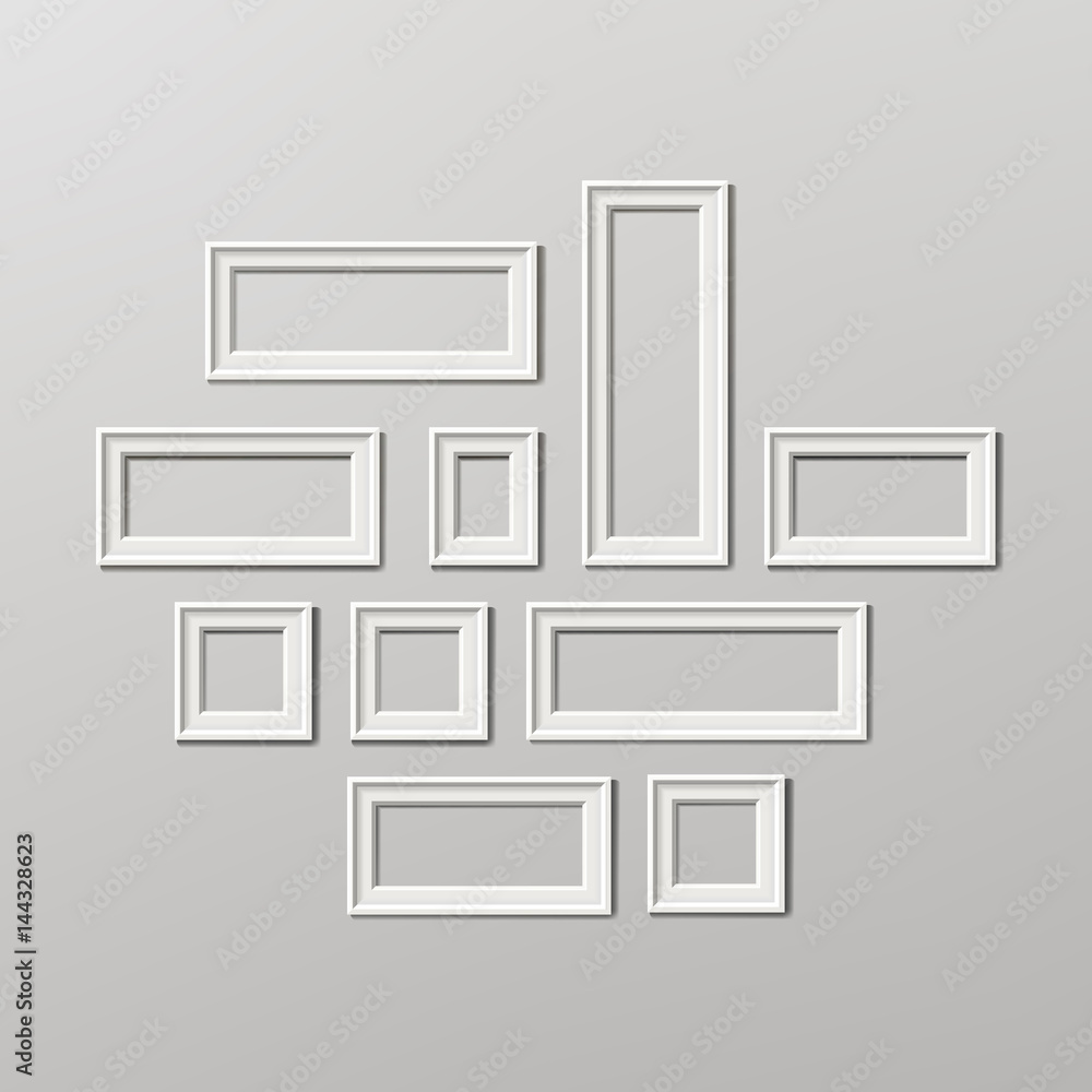 Aufkleber blank picture frame template composition set vector. white photo frames. realistic picture frame. mo