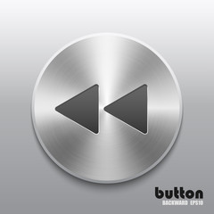 Round rewind back button with metal brushed texture