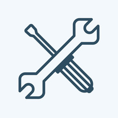 Wrench and screwdriver isolated on a white background. Line art. Retro design. Vector illustration
