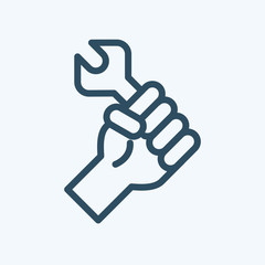 illustration or icon of Labor Day concept with man holding wrench