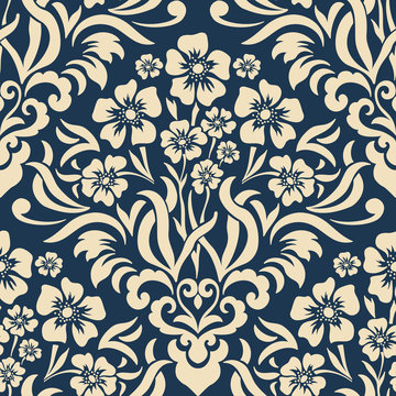 Vector damask seamless pattern element. Classical luxury old fashioned damask ornament, royal victorian seamless texture for wallpapers, textile, wrapping. Exquisite floral baroque template. © garrykillian