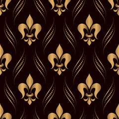 Vector damask seamless pattern golden background. Elegant luxury texture for wallpapers, backgrounds and page fill. 3D elements with shadows and highlights. Paper cut.