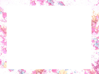 Crushed make up color frame and border with blank space for text background