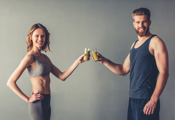 Couple with healthy food