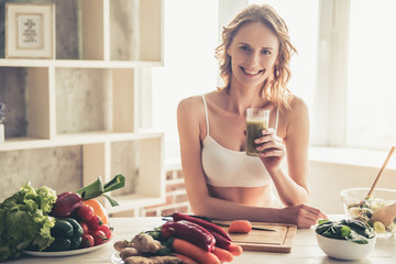 Woman cooking healthy food