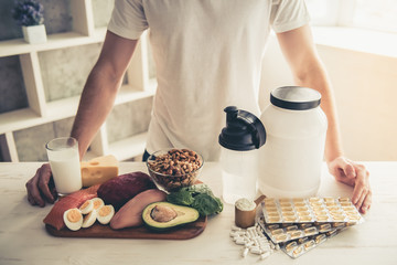 Man cooking healthy food