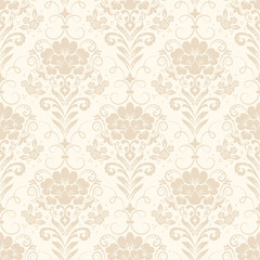 Vector damask seamless pattern background. Classical luxury old fashioned damask ornament, royal victorian seamless texture for wallpapers, textile, wrapping. Exquisite floral baroque template.