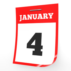 January 4. Calendar on white background.